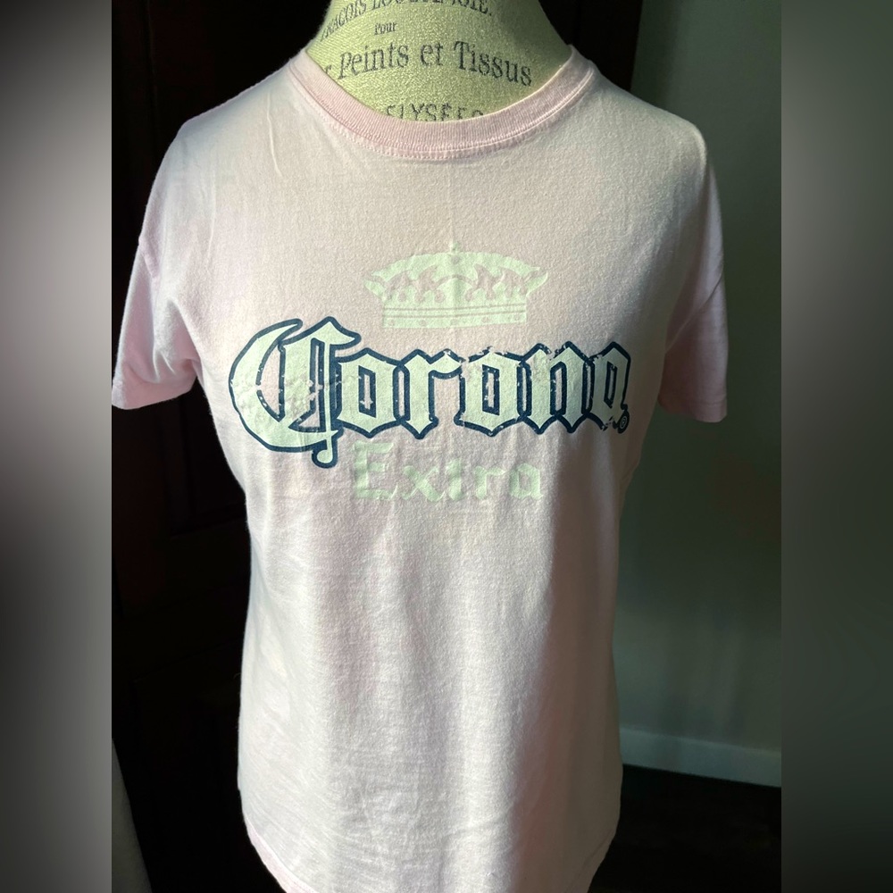 Distressed Blush Pink Corona Tee Made in Ecuador